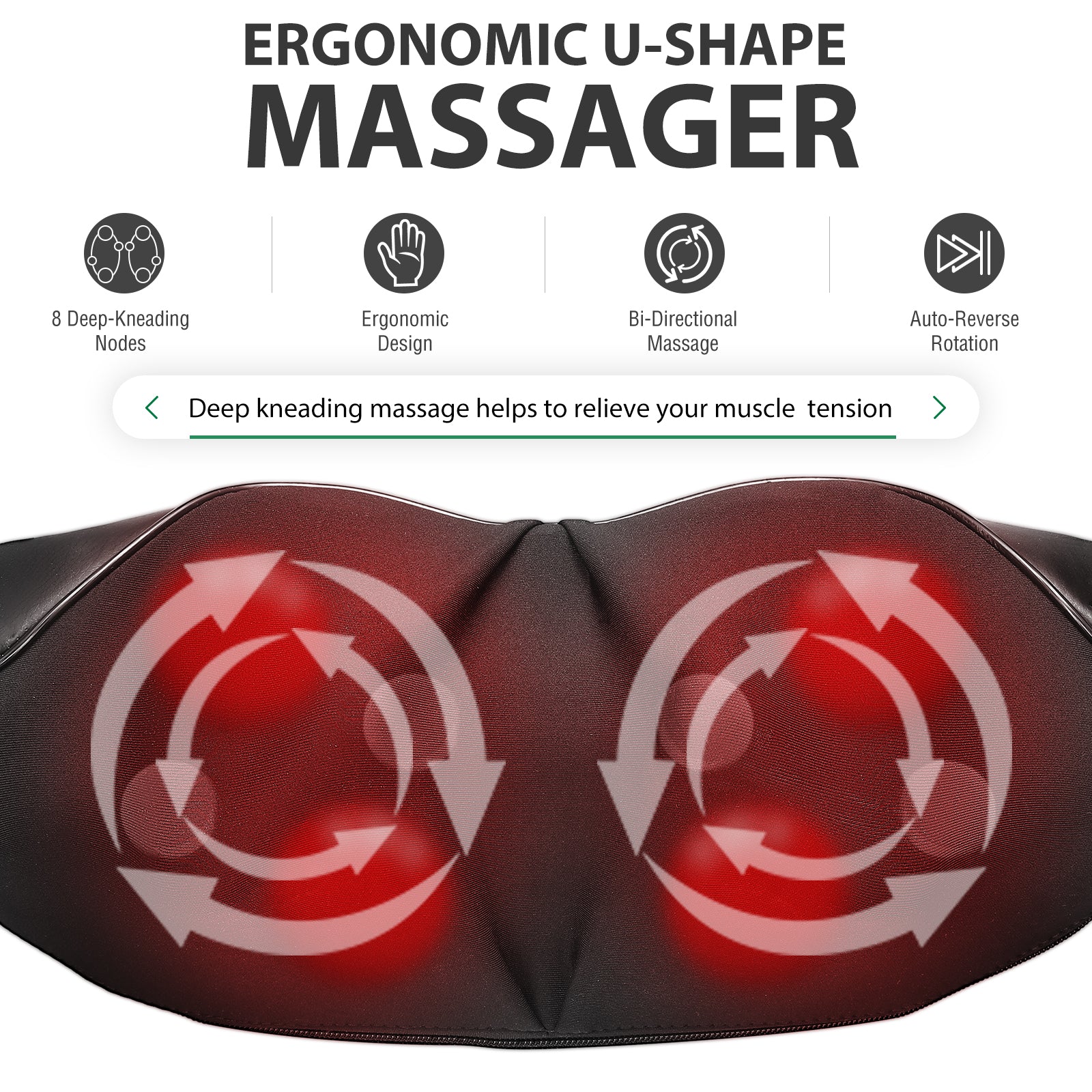 Neck Massager with Heat,Deep Kneading Back Massager,3D Massage for